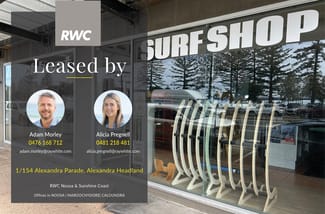 Shop & Retail commercial property leased at 1/154 Alexandra Parade Alexandra Headland QLD 4572 Shop & Retail commercial property leased at 1/154 Alexandra Parade Alexandra Headland QLD 4572