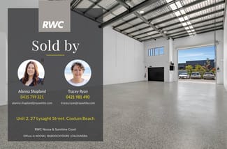 Factory, Warehouse & Industrial commercial property sold at Unit 2/27 Lysaght Street Coolum Beach QLD 4573