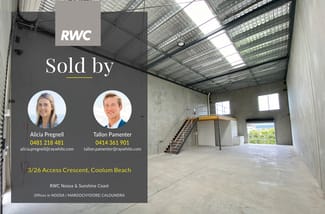 Factory, Warehouse & Industrial commercial property sold at 3/26 Access Crescent Coolum Beach QLD 4573