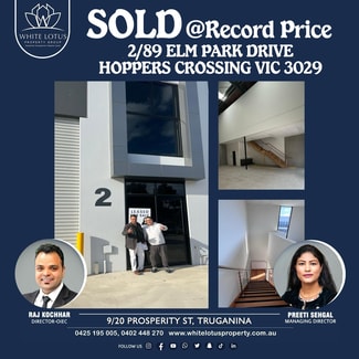 Factory, Warehouse & Industrial commercial property sold at 2/89 Elm Park Drive Hoppers Crossing VIC 3029 Factory, Warehouse & Industrial commercial property sold at 2/89 Elm Park Drive Hoppers Crossing VIC 3029