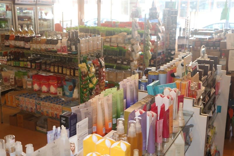 Health Food Store On Busy Main Shopping Strip Health Food Store On Busy Main Shopping Strip