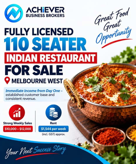 Fully Licensed 110 Seater Indian Restaurant For Sale - Melbourne West