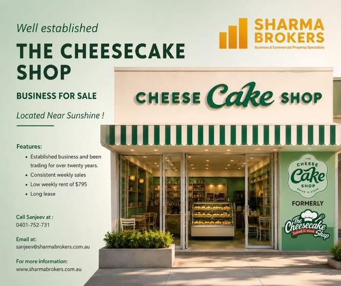 Well-Established The Cheesecake Shop Franchise For Sale Near Sunshine