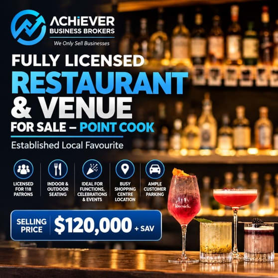 Fully Licensed Restaurant & Function Venue for Sale  Point Cook